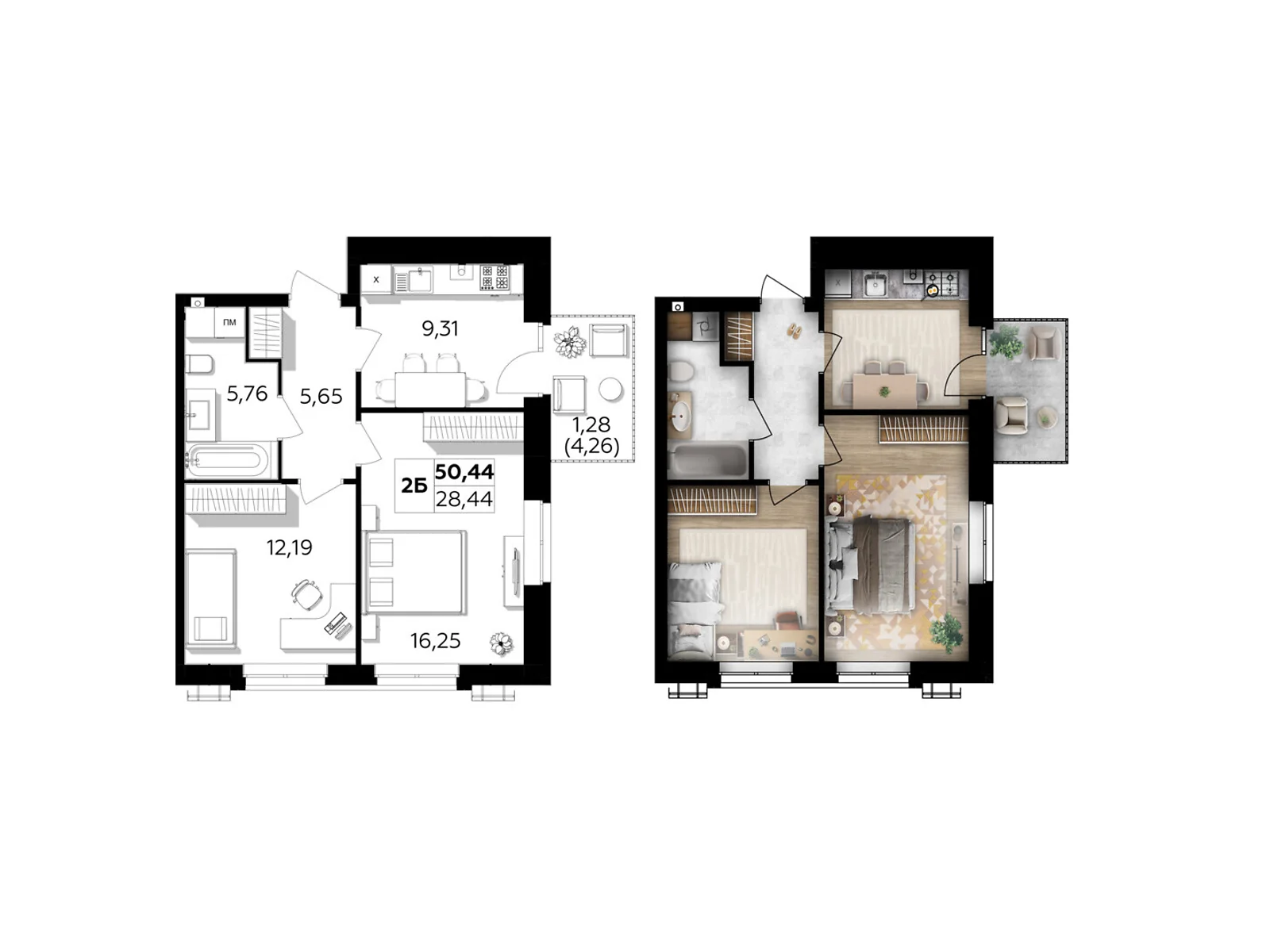 Продается 2-комнатная квартира 50.44 кв. м в Винницких Хуторах, Немировское шоссе, 94Е - фото 1