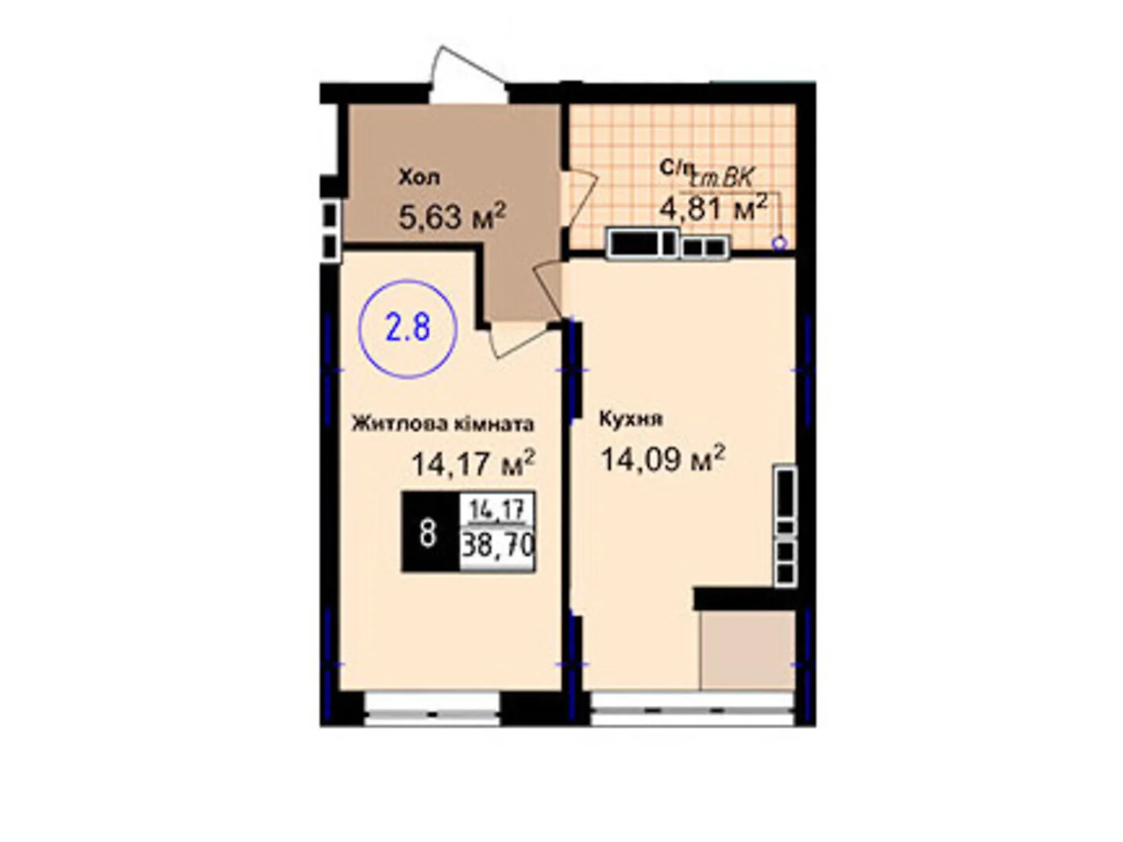 Продається 2-кімнатна квартира 67.49 кв. м у Одесі, вул. Академіка Сахарова, 14 - фото 1