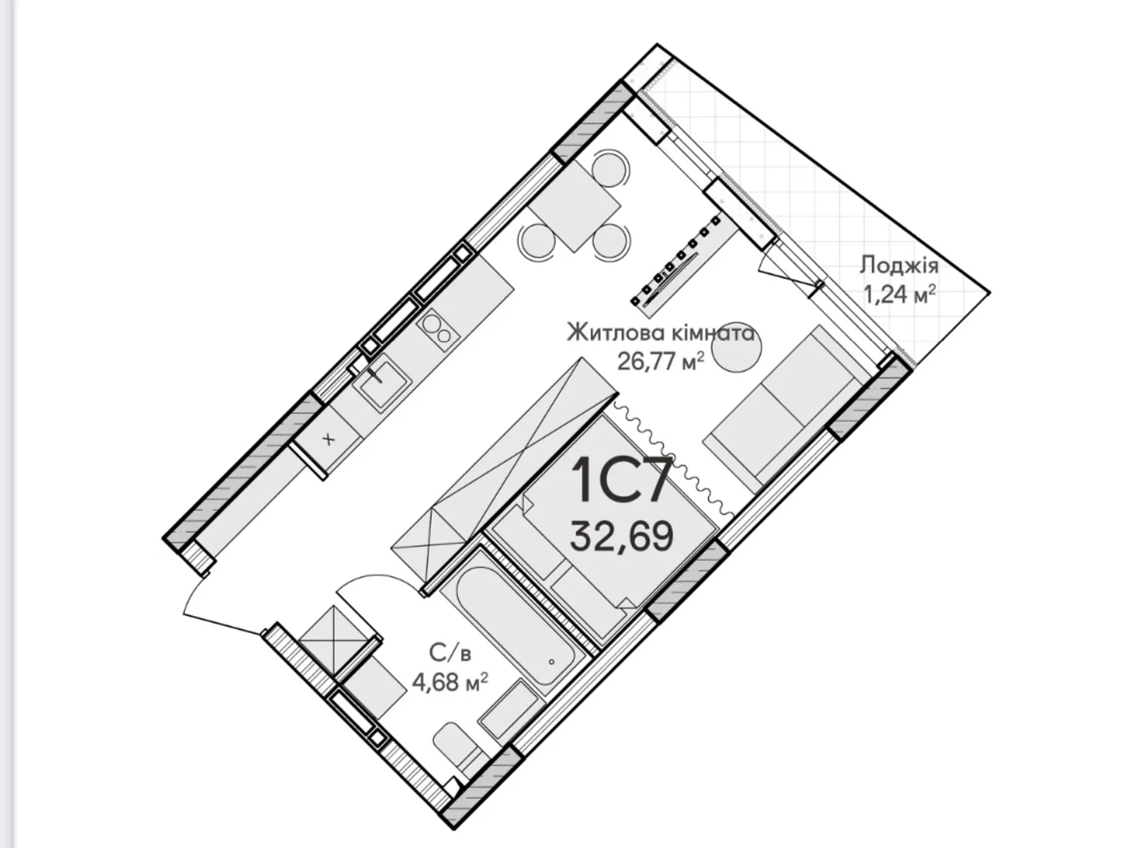 Продается 1-комнатная квартира 33.6 кв. м в Ирпене, ул. Ольги Кобылянской(Достоевского), 1В/12 - фото 1