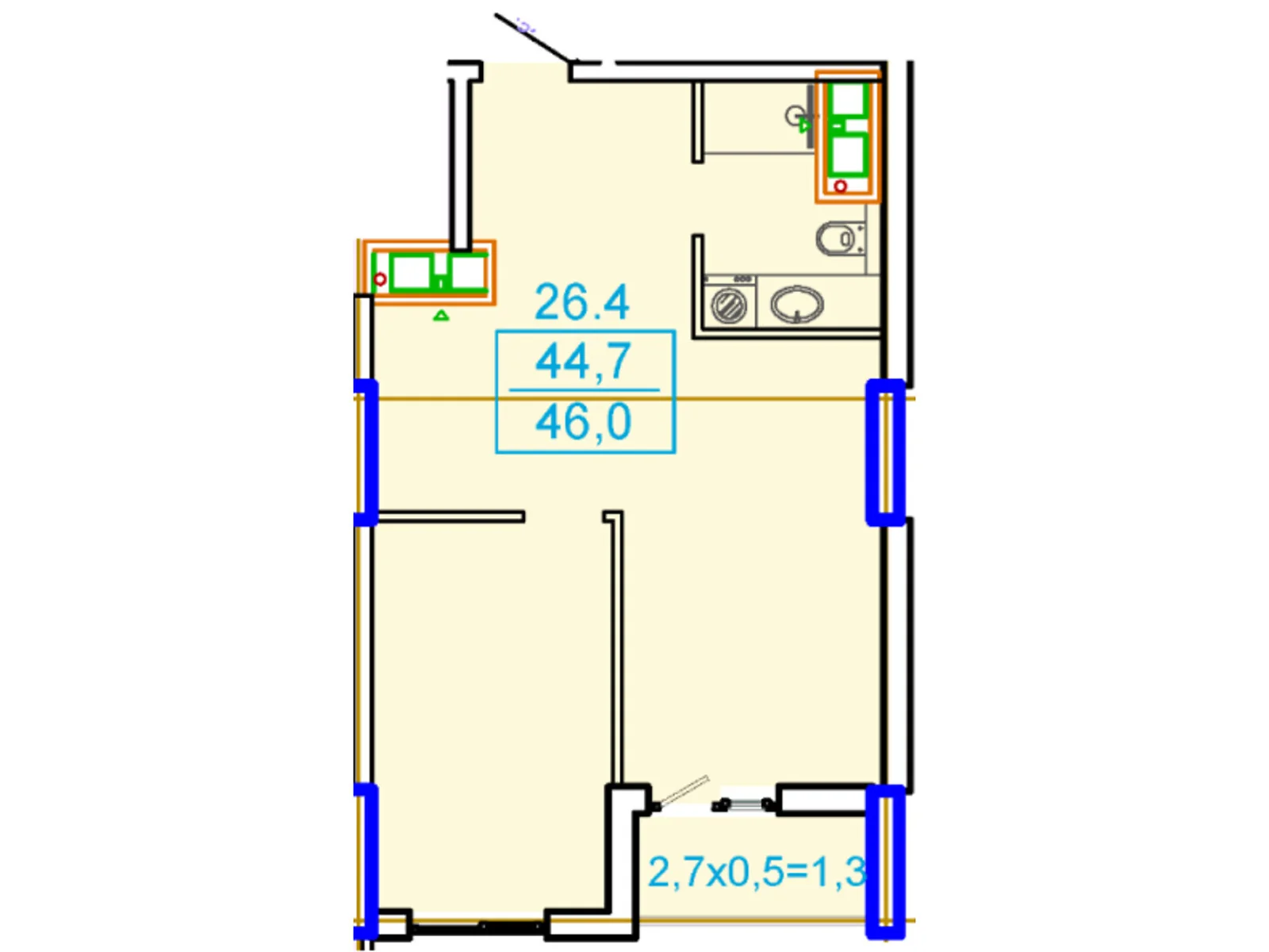Продается 1-комнатная квартира 46 кв. м в Одессе, ул. Генуэзская, 1Ж - фото 1