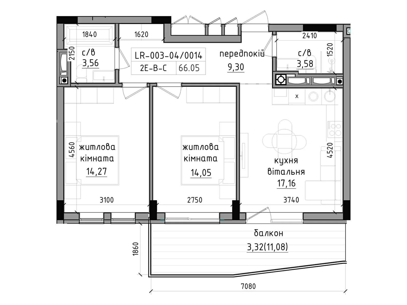 Продается 2-комнатная квартира 66.05 кв. м в Ужгороде, ул. Василия Гаджеги(Радищева), 1 - фото 1