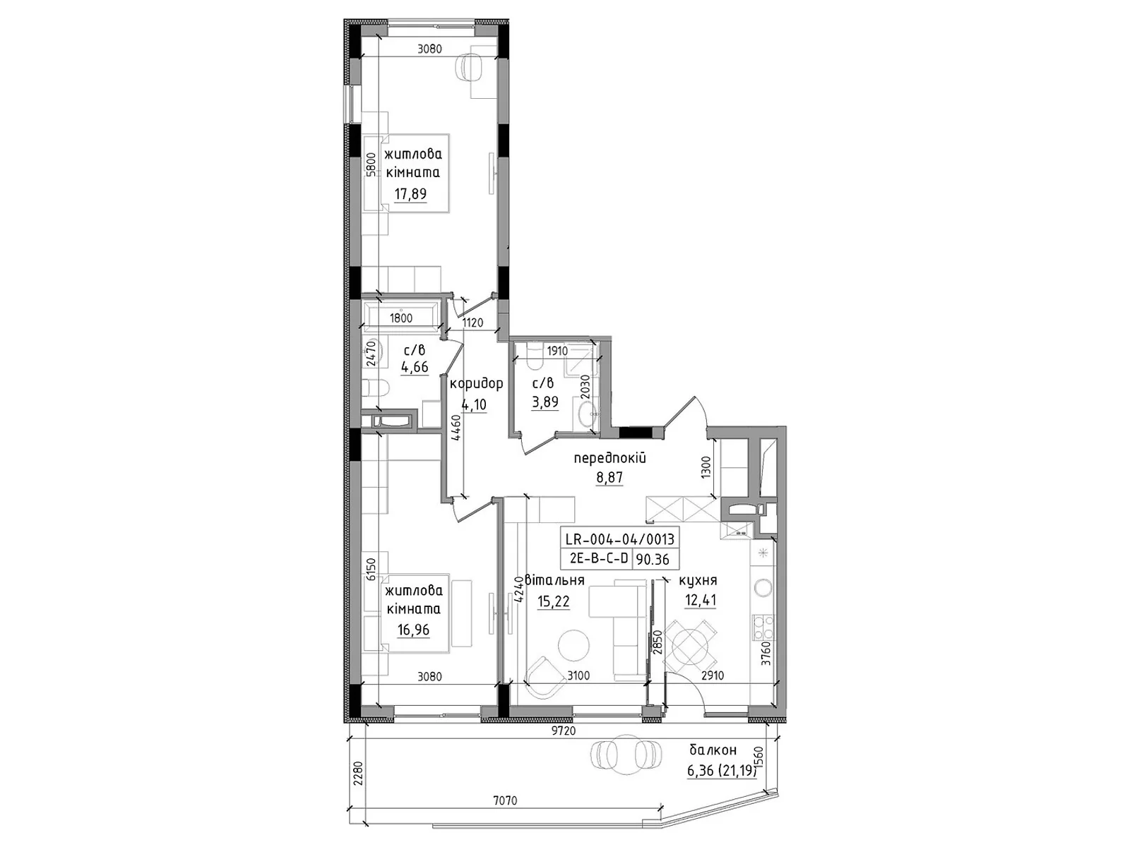 Продається 2-кімнатна квартира 90.36 кв. м у Ужгороді, вул. Василя Гаджеги(Радіщева), 1 - фото 1