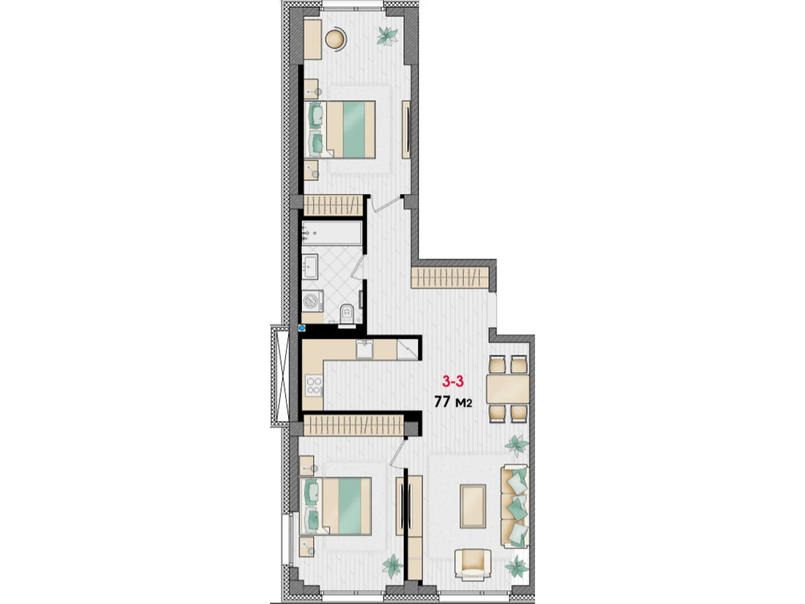 Продається 2-кімнатна квартира 77 кв. м у Дніпрі, вул. Улянівська(Ульянова), 11 - фото 1