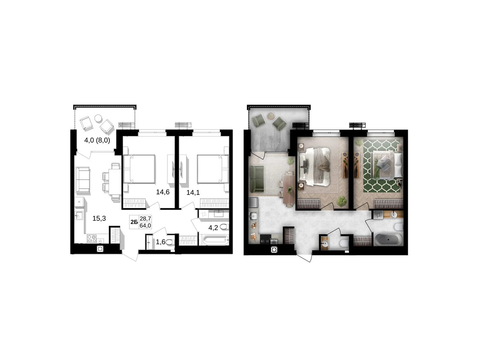 Продається 2-кімнатна квартира 64 кв. м у Вінниці, вул. Праведників світу(Максимовича), 6 - фото 1