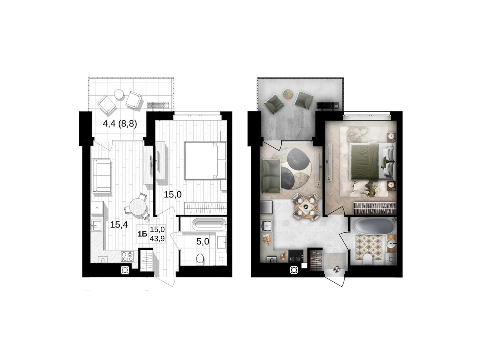 Продається 1-кімнатна квартира 43.9 кв. м у Вінниці, вул. Праведників світу(Максимовича), 6 - фото 1