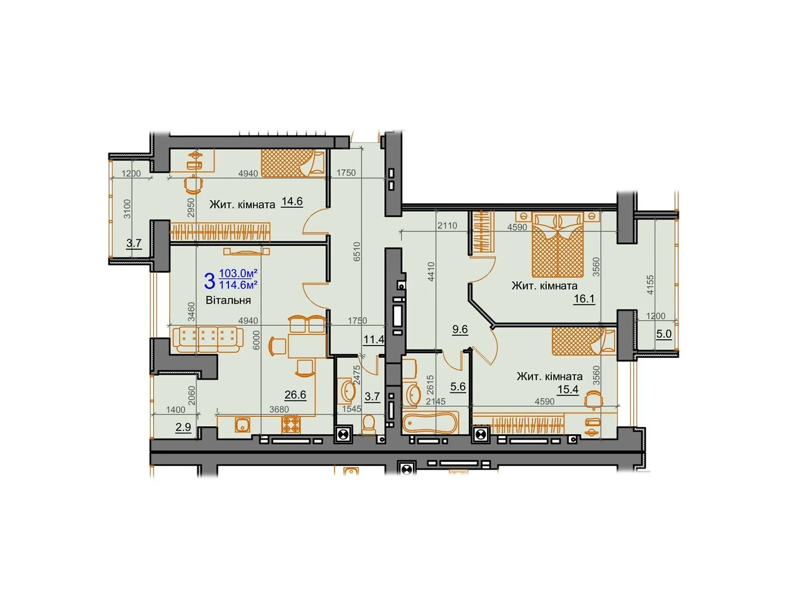 Продается 4-комнатная квартира 114.6 кв. м в Николаеве, цена: 80220 $ - фото 1
