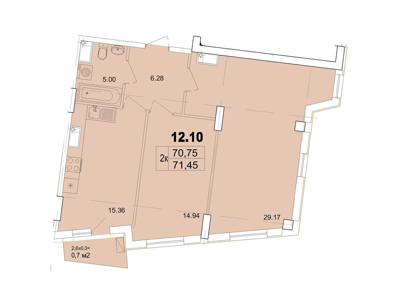 Продається 2-кімнатна квартира 71.45 кв. м у Одесі, вул. Чубаївська, 1 - фото 1