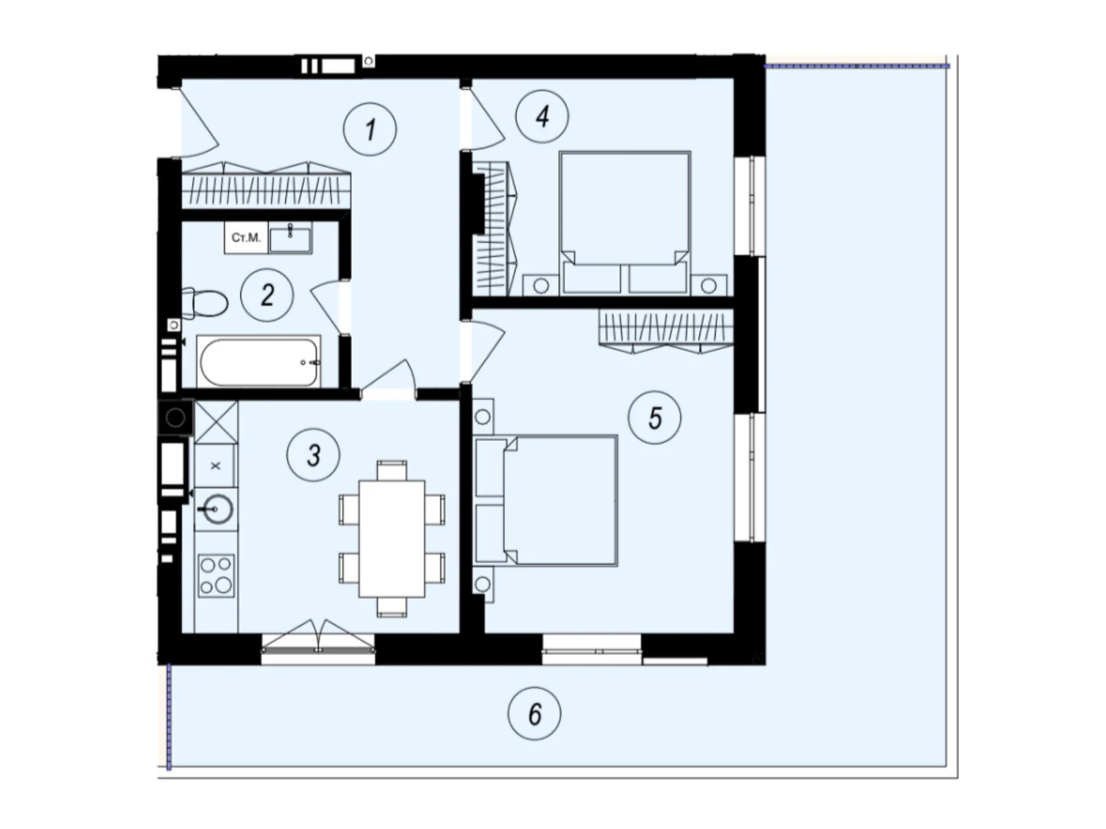 Продается 2-комнатная квартира 64.75 кв. м в Ужгороде, ул. Тлехаса, 89А - фото 1