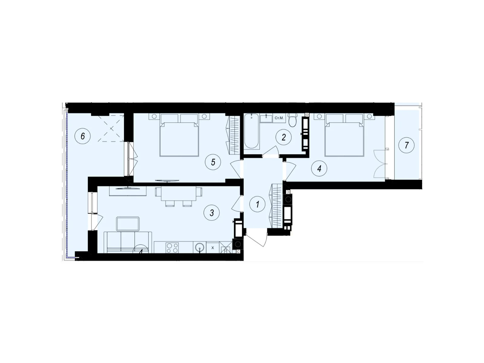 Продається 2-кімнатна квартира 67.33 кв. м у Ужгороді, вул. Тлехаса, 89А - фото 1