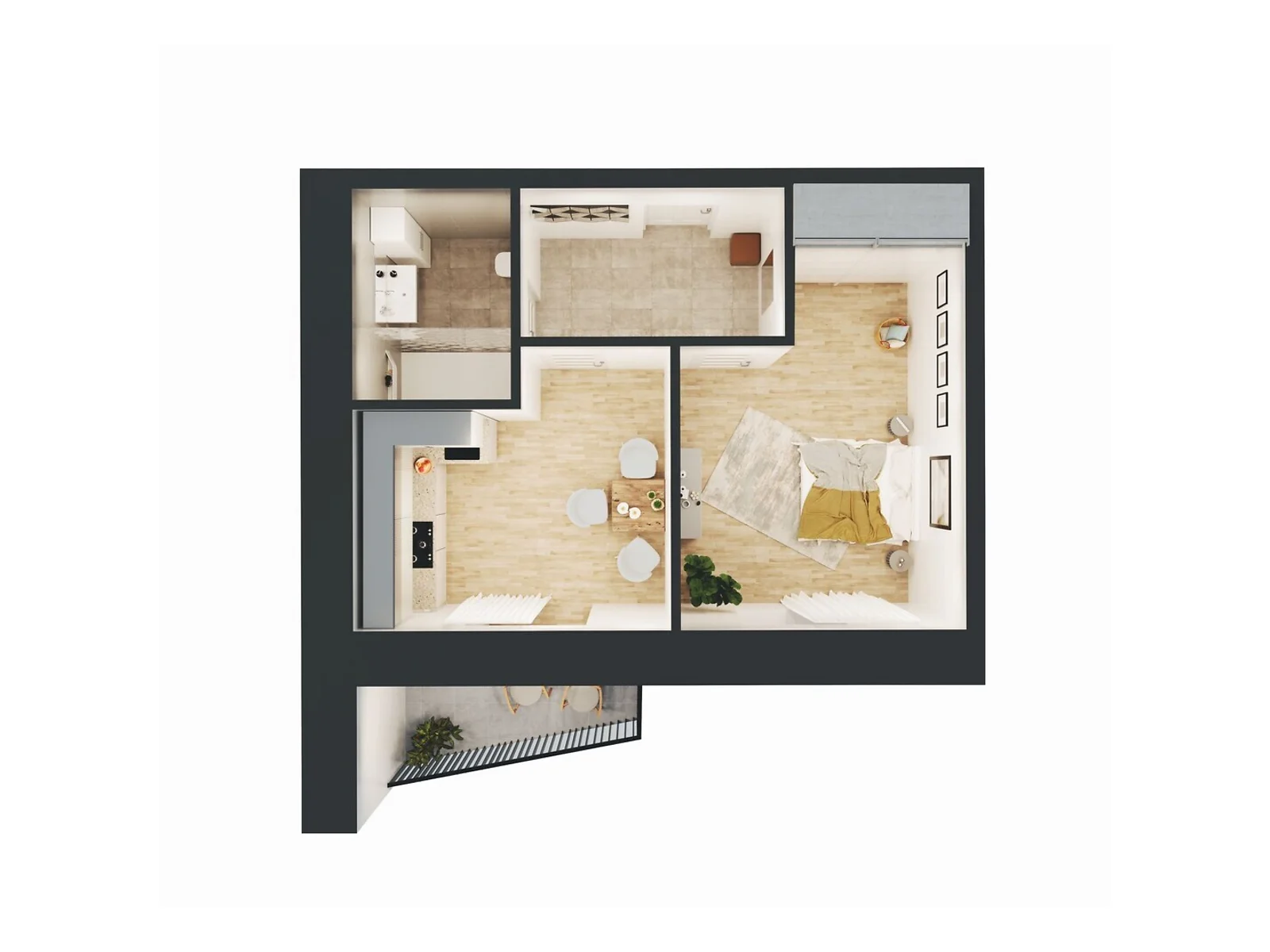 Продается 1-комнатная квартира 41.63 кв. м в Липинах, цена: 48110 $ - фото 1