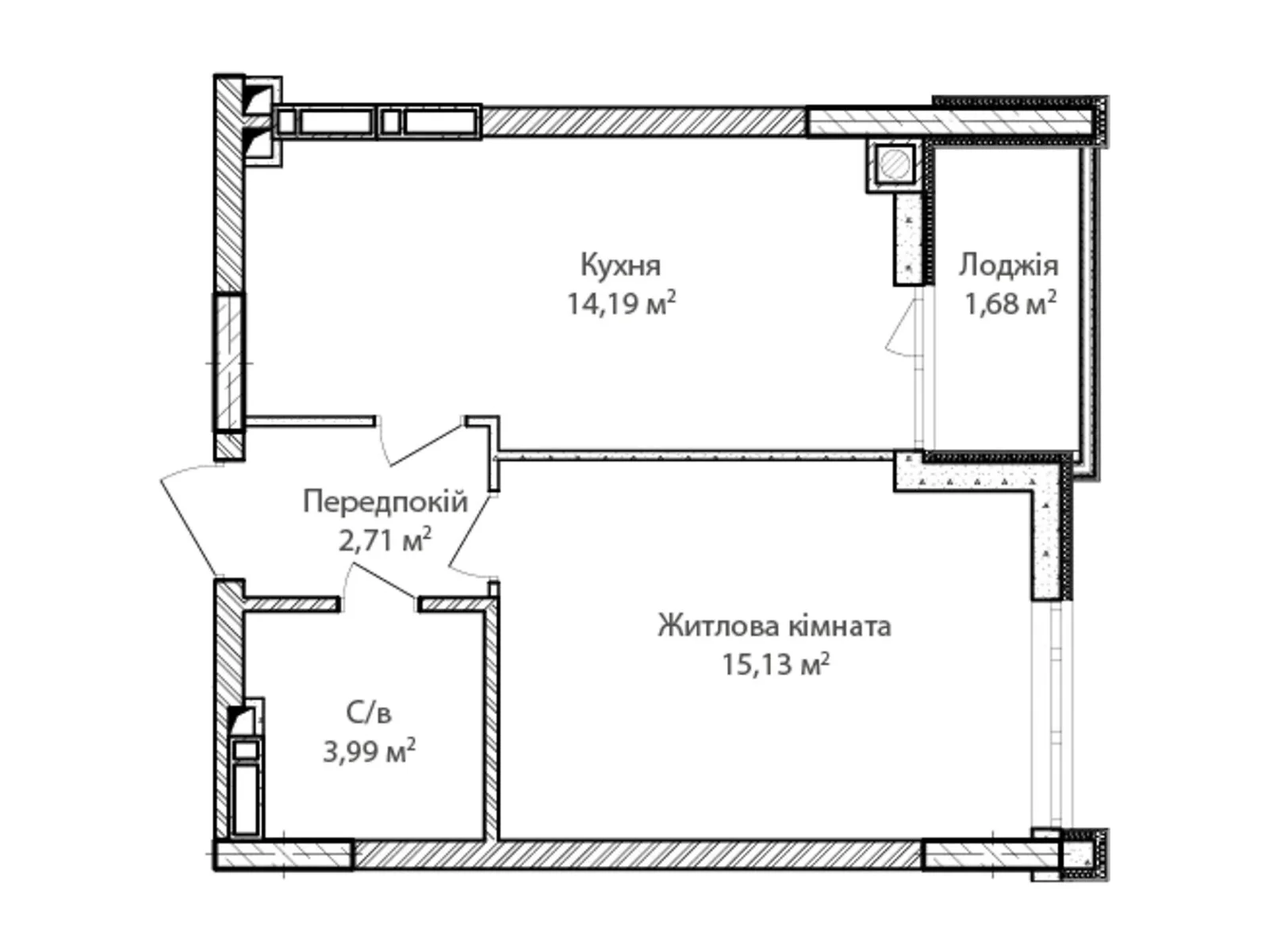 Продается 1-комнатная квартира 39 кв. м в Ирпене, ул. Кобылянской Ольги, 1В/23 - фото 1