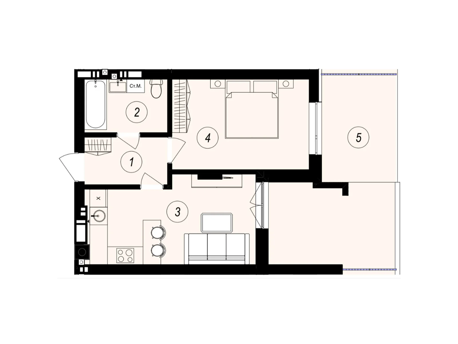 Продается 2-комнатная квартира 55.5 кв. м в Ужгороде, ул. Тлехаса, 89А - фото 1