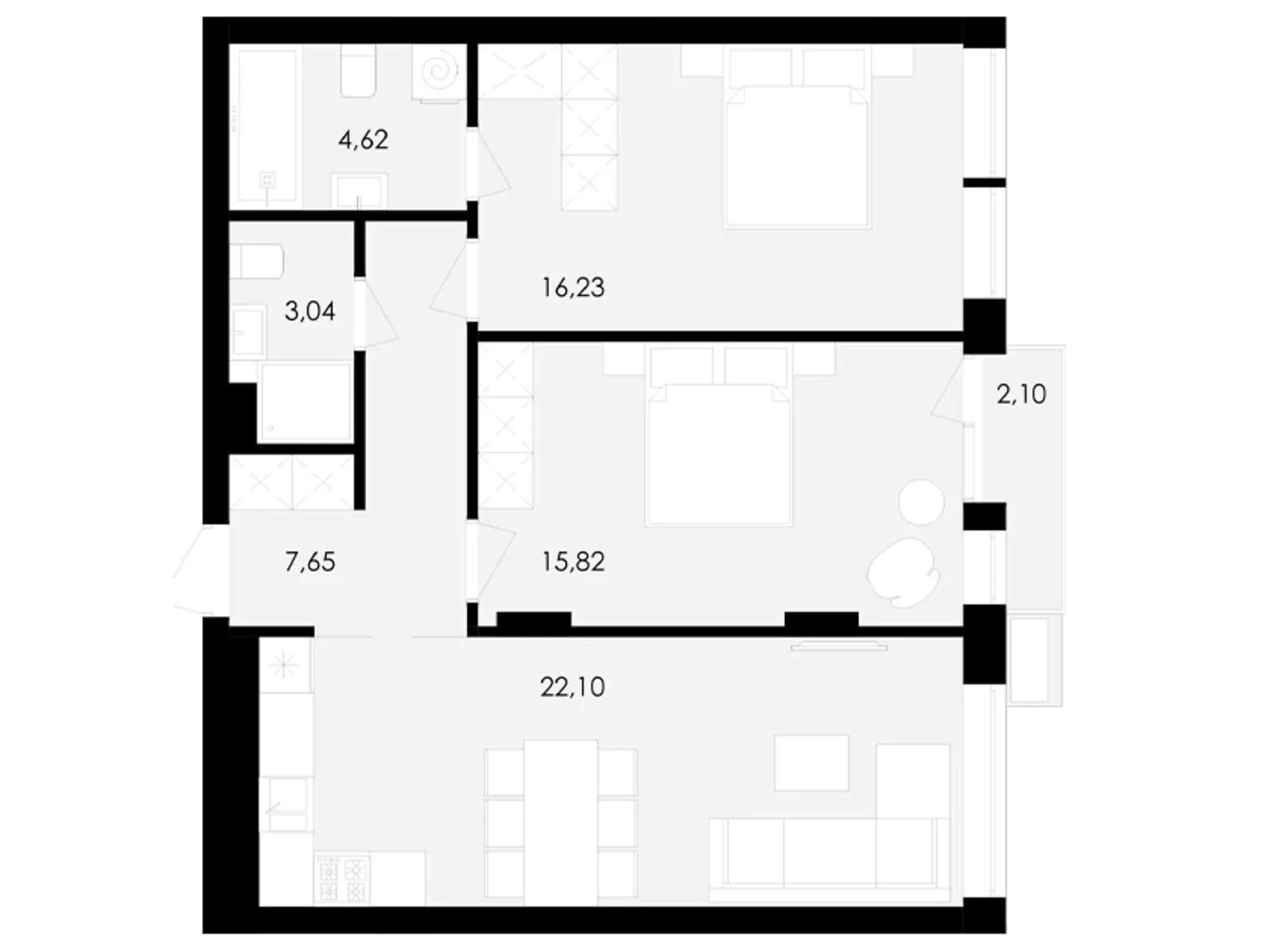 Продается 2-комнатная квартира 70.6 кв. м в Львове, ул. Замарстиновская, 76 - фото 1