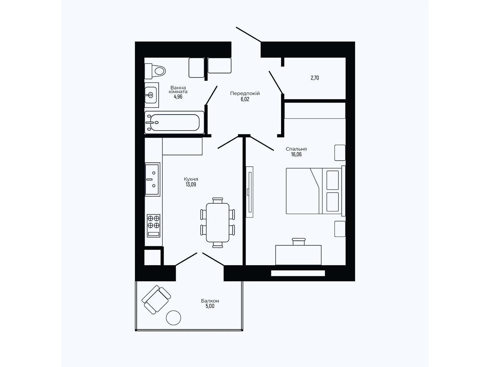 Продается 1-комнатная квартира 47.83 кв. м в Криховцах, ул. Крайная, 5 - фото 1