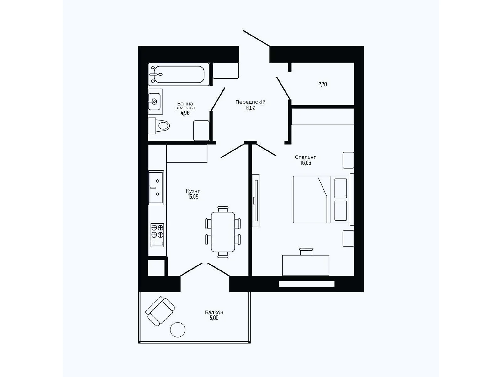 Продается 1-комнатная квартира 47.83 кв. м в Криховцах, ул. Крайная, 5 - фото 1