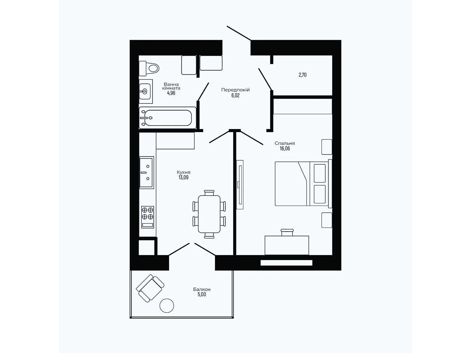 Продается 1-комнатная квартира 47.83 кв. м в Криховцах, ул. Крайная, 5 - фото 1