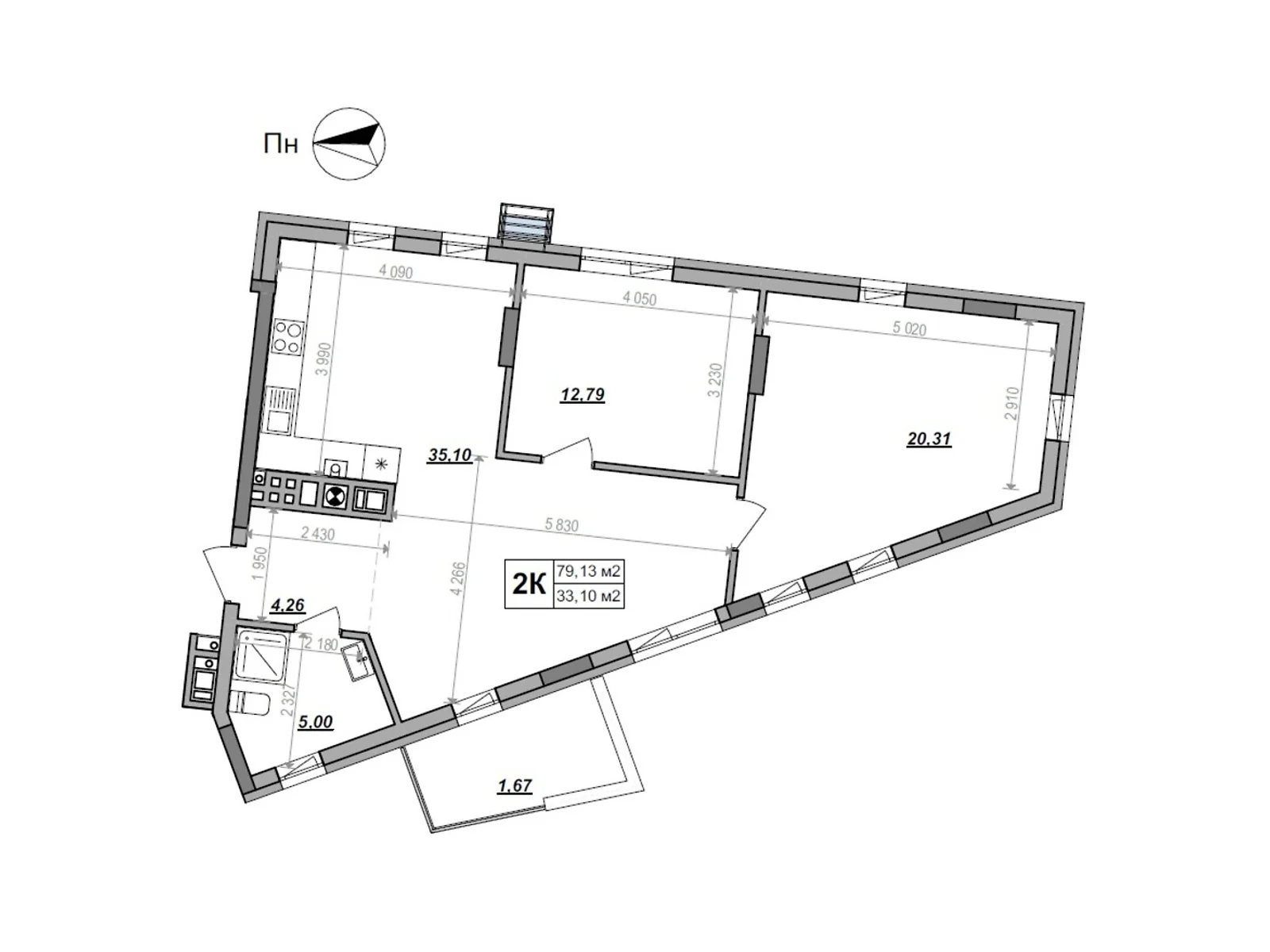 Продается 2-комнатная квартира 79.13 кв. м в Сокольниках, ул. Героев Крут - фото 1
