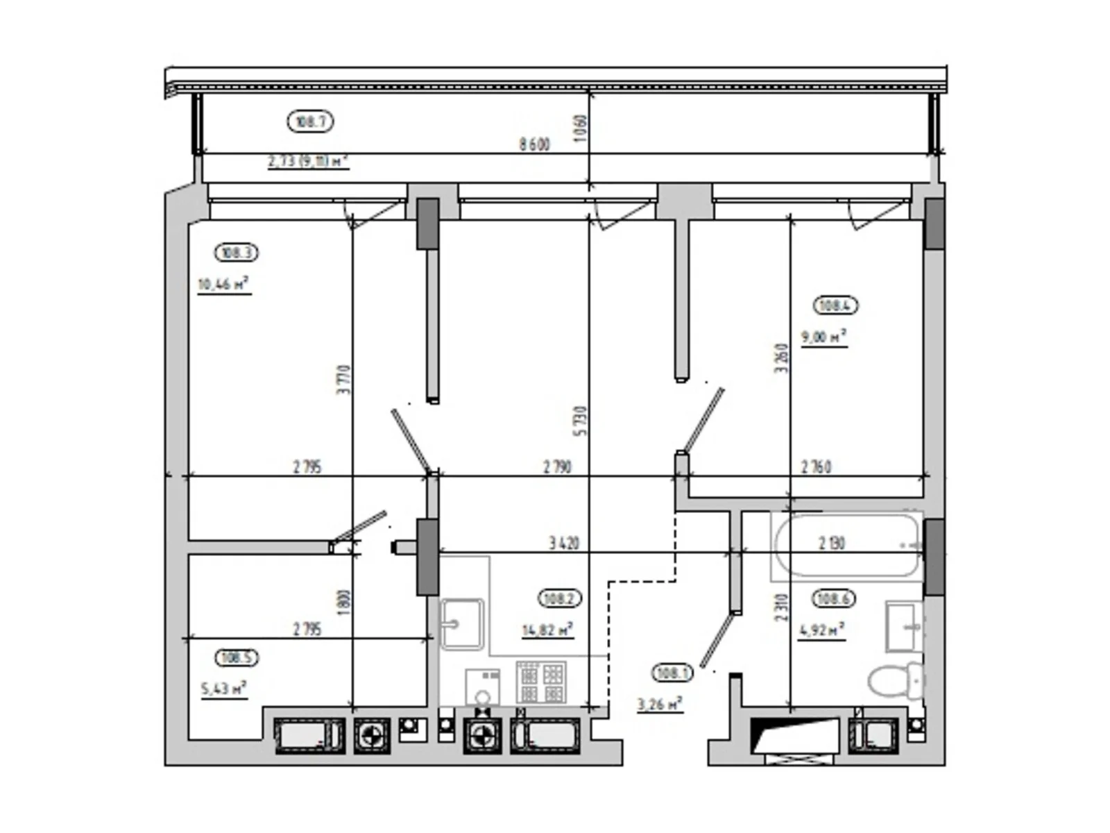 Продается 2-комнатная квартира 50.62 кв. м в Львове, ул. Величковского, 7Б - фото 1
