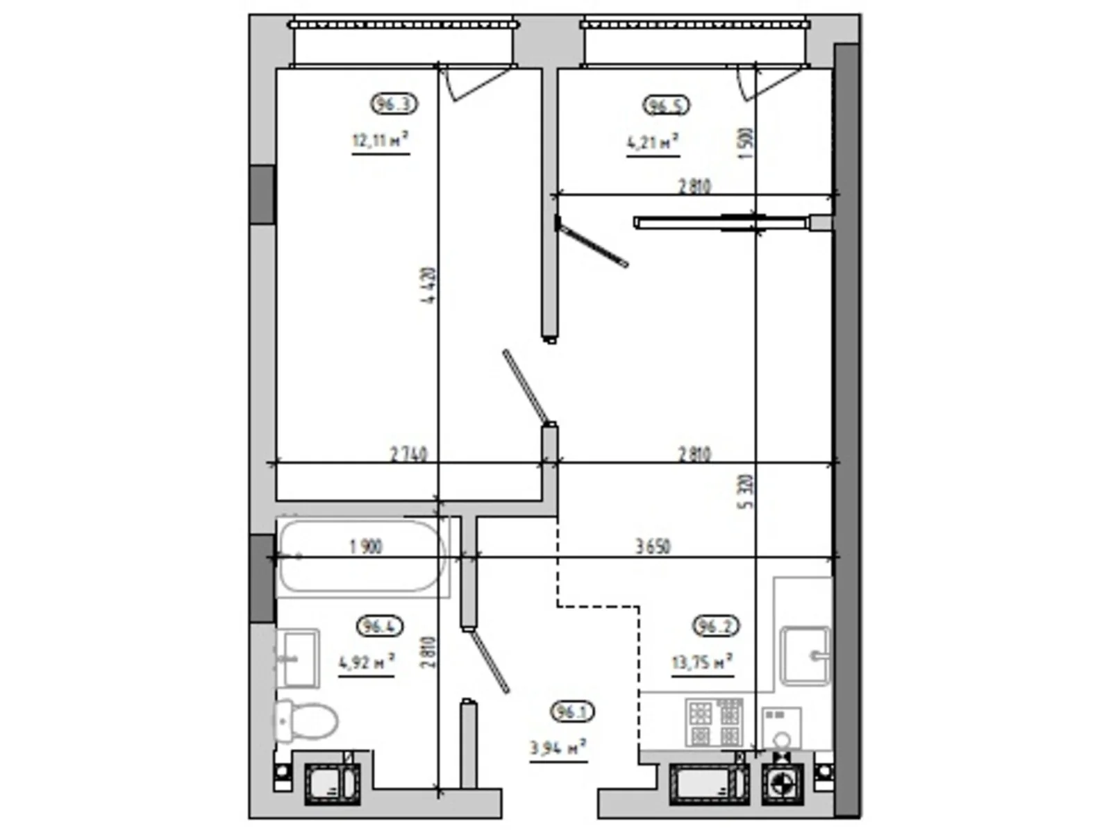 Продається 1-кімнатна квартира 38.93 кв. м у Львові, вул. Величковського, 7Б - фото 1