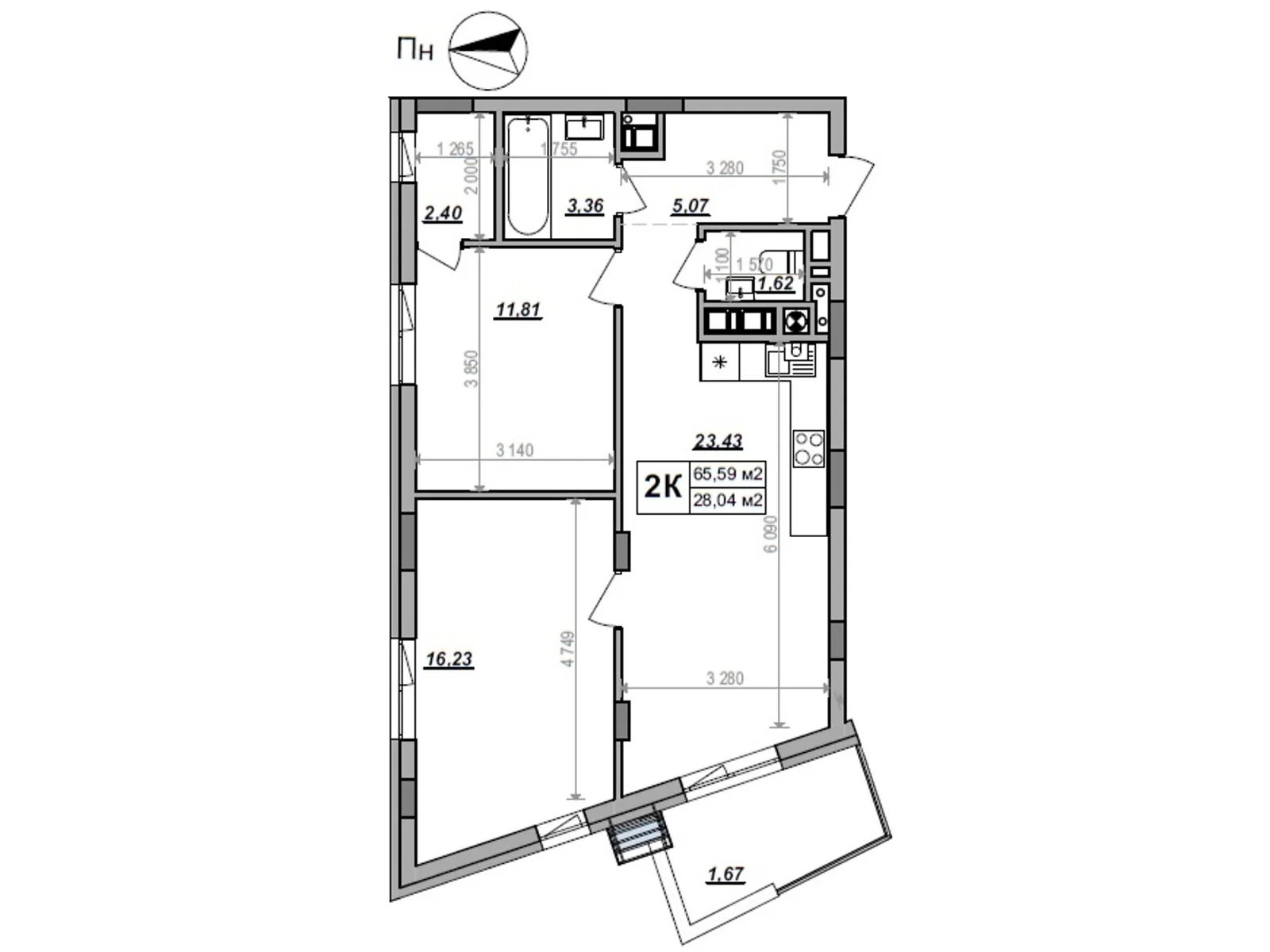 Продается 2-комнатная квартира 65.59 кв. м в Сокольниках, ул. Героев Крут - фото 1