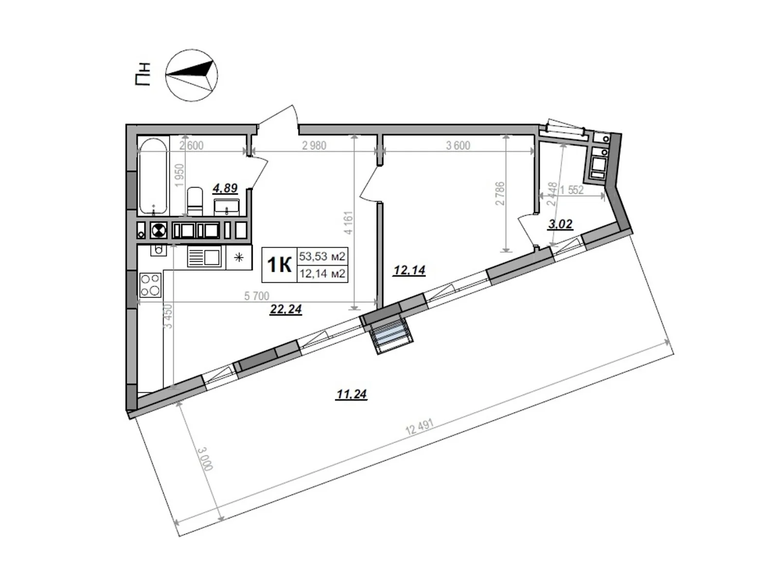 Продается 1-комнатная квартира 53.53 кв. м в Сокольниках, ул. Героев Крут - фото 1