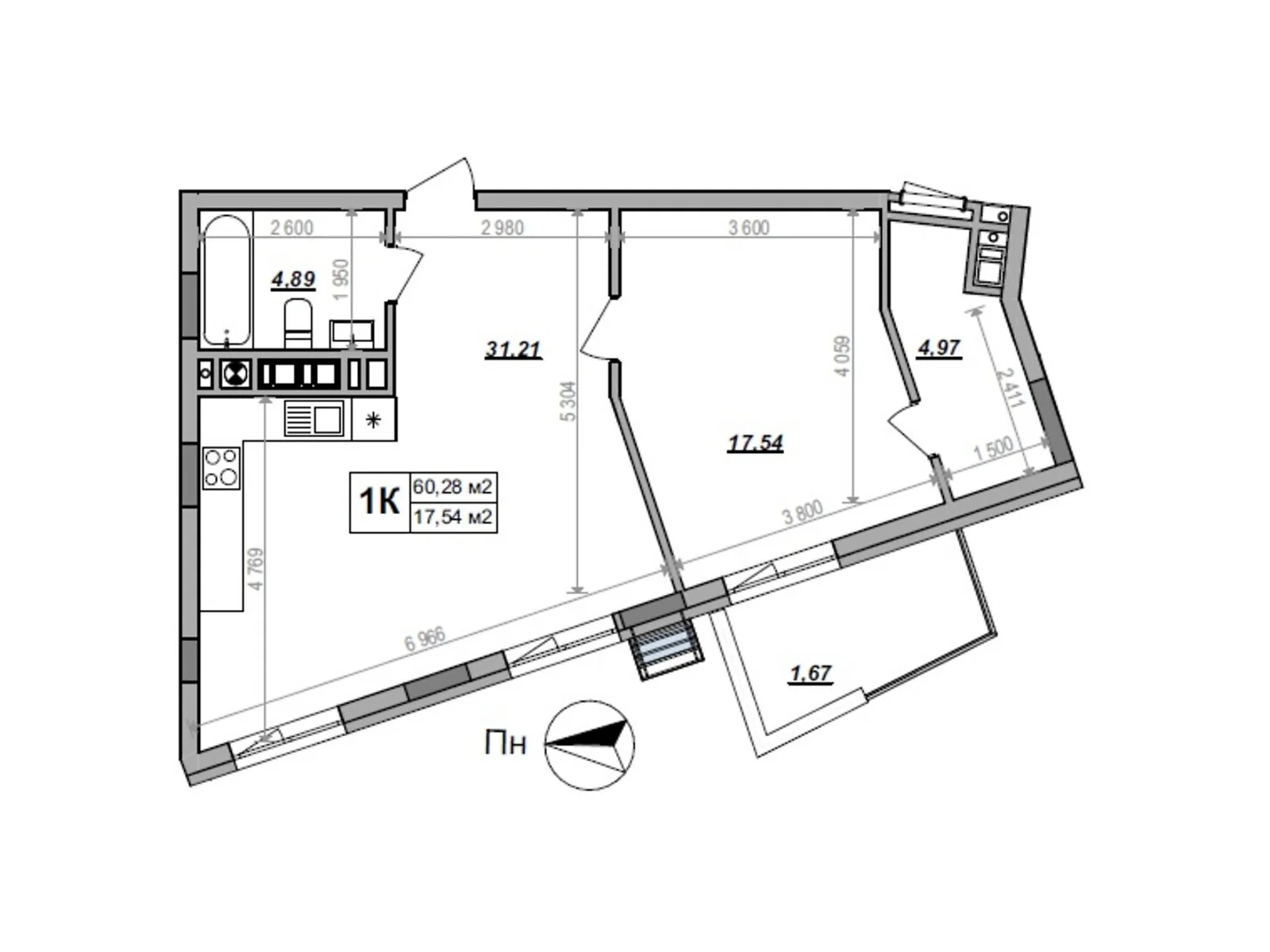Продается 1-комнатная квартира 60.28 кв. м в Сокольниках, ул. Героев Крут - фото 1