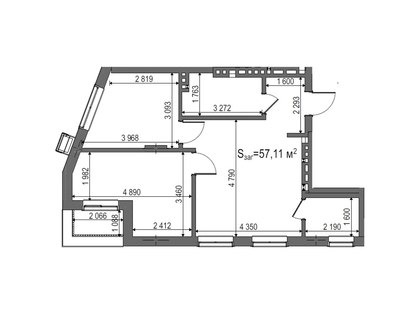 Продается 2-комнатная квартира 57.11 кв. м в Львове, ул. Зеленая, 387 - фото 1