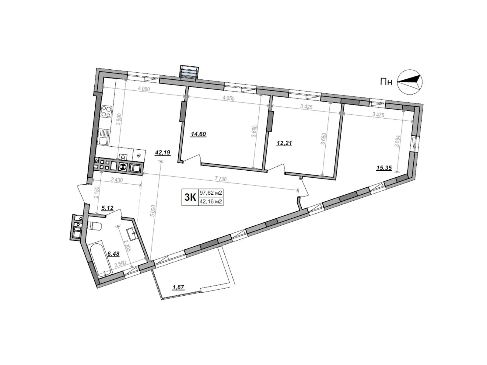 Продается 3-комнатная квартира 97.62 кв. м в Сокольниках, ул. Героев Крут - фото 1