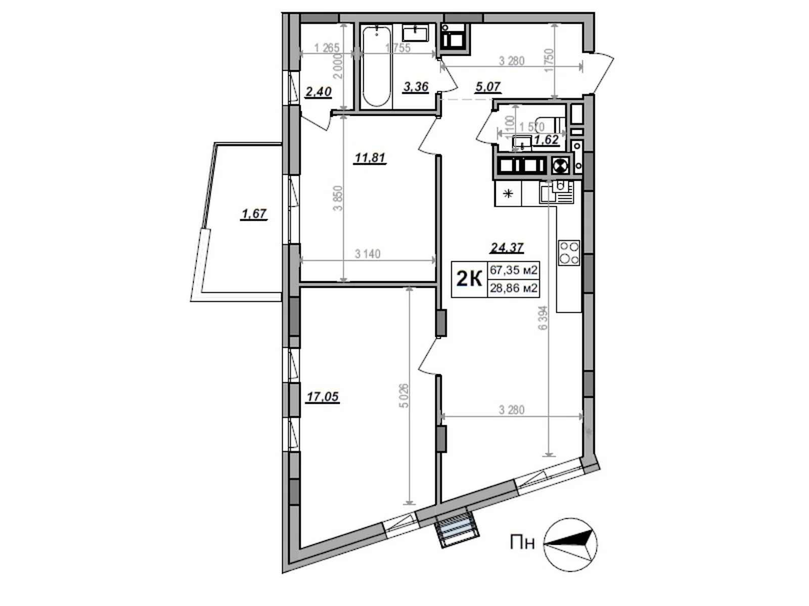 Продается 2-комнатная квартира 67.35 кв. м в Сокольниках, ул. Героев Крут - фото 1
