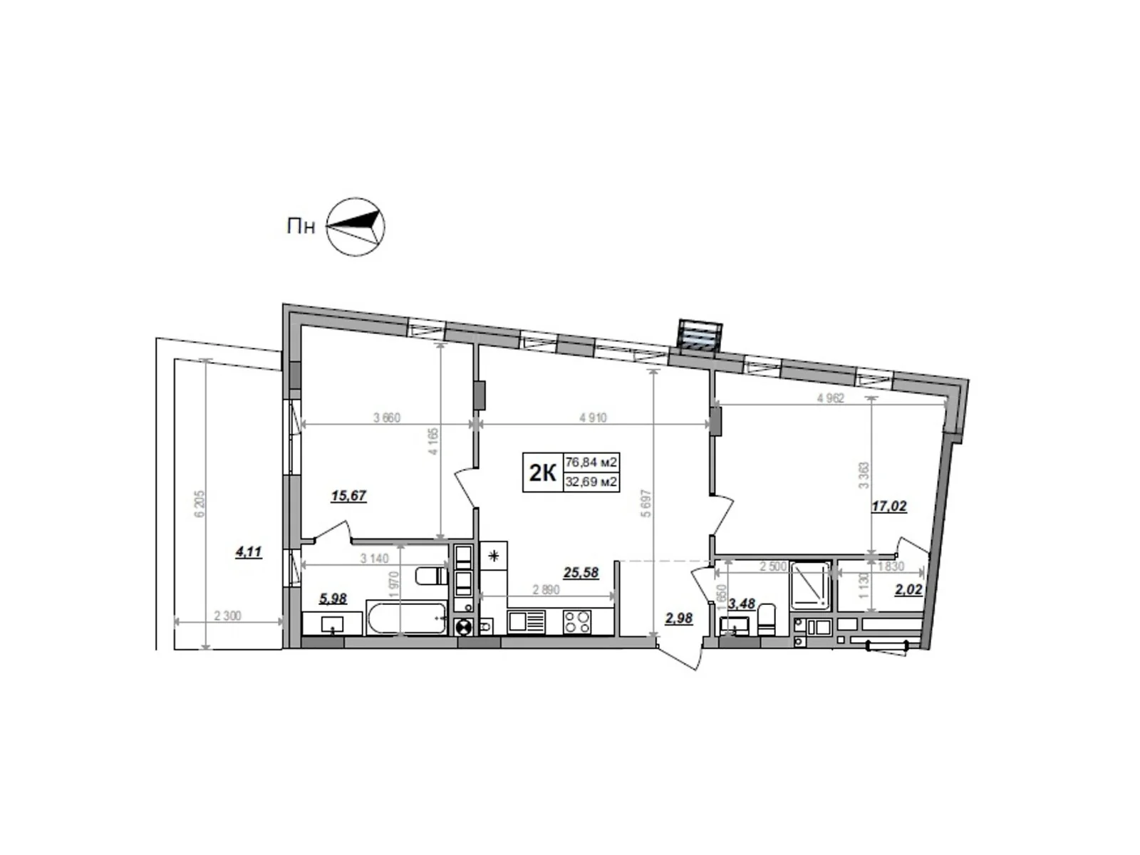 Продается 2-комнатная квартира 76.84 кв. м в Сокольниках, ул. Героев Крут - фото 1