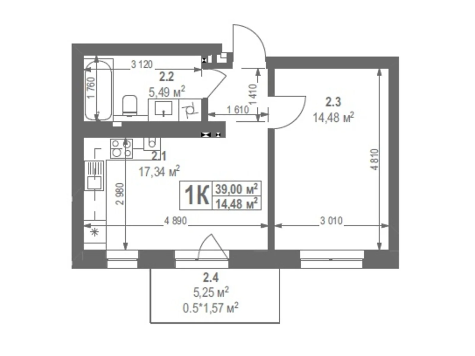 Продается 1-комнатная квартира 39 кв. м в Львове, ул. Лисеницкая - фото 1