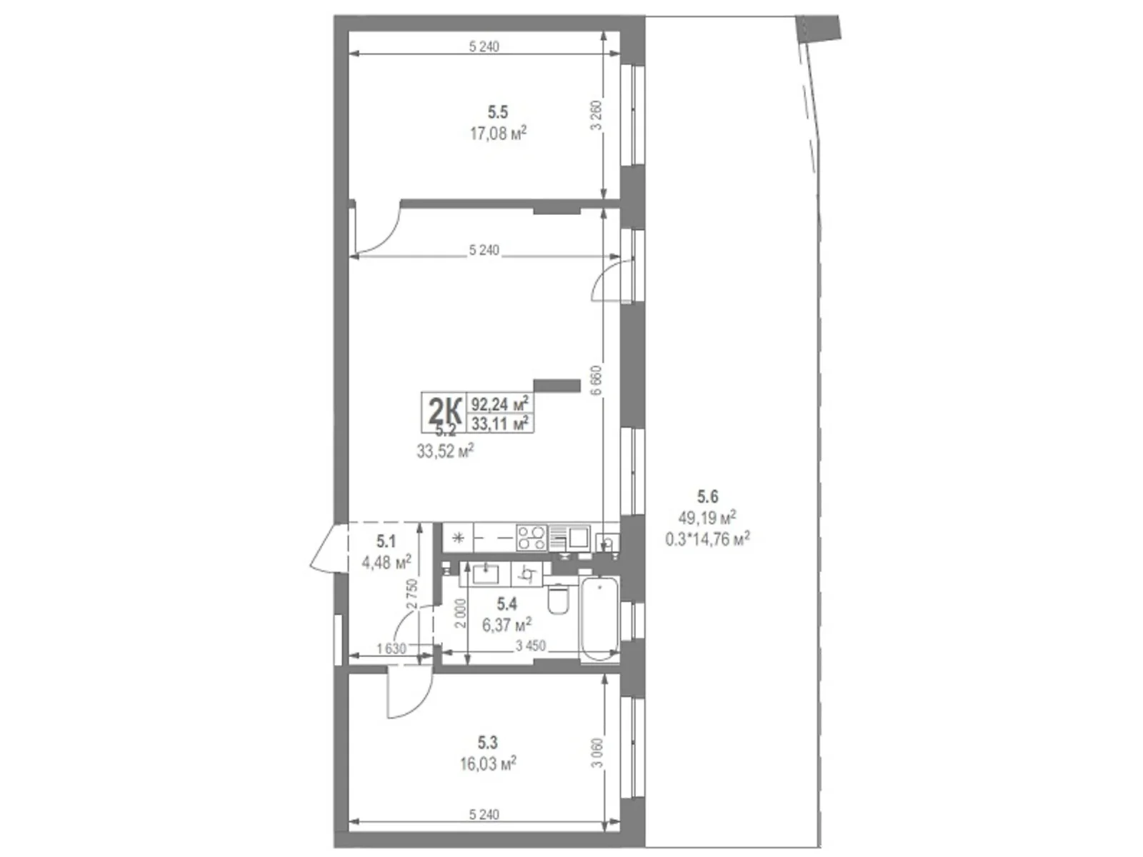 Продается 2-комнатная квартира 92.24 кв. м в Львове, ул. Лисеницкая - фото 1