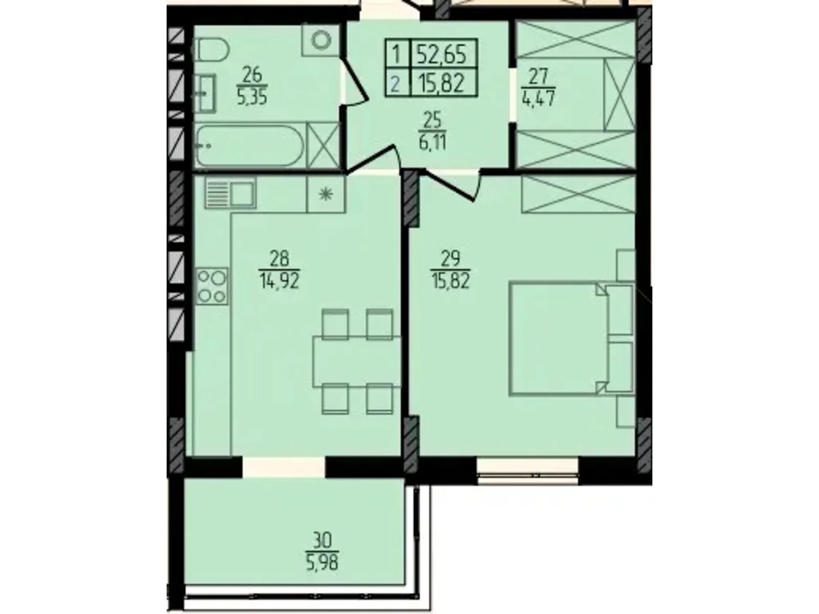 Продается 1-комнатная квартира 52.65 кв. м в Хмельницком, ул. Каменецкая, 137А - фото 1