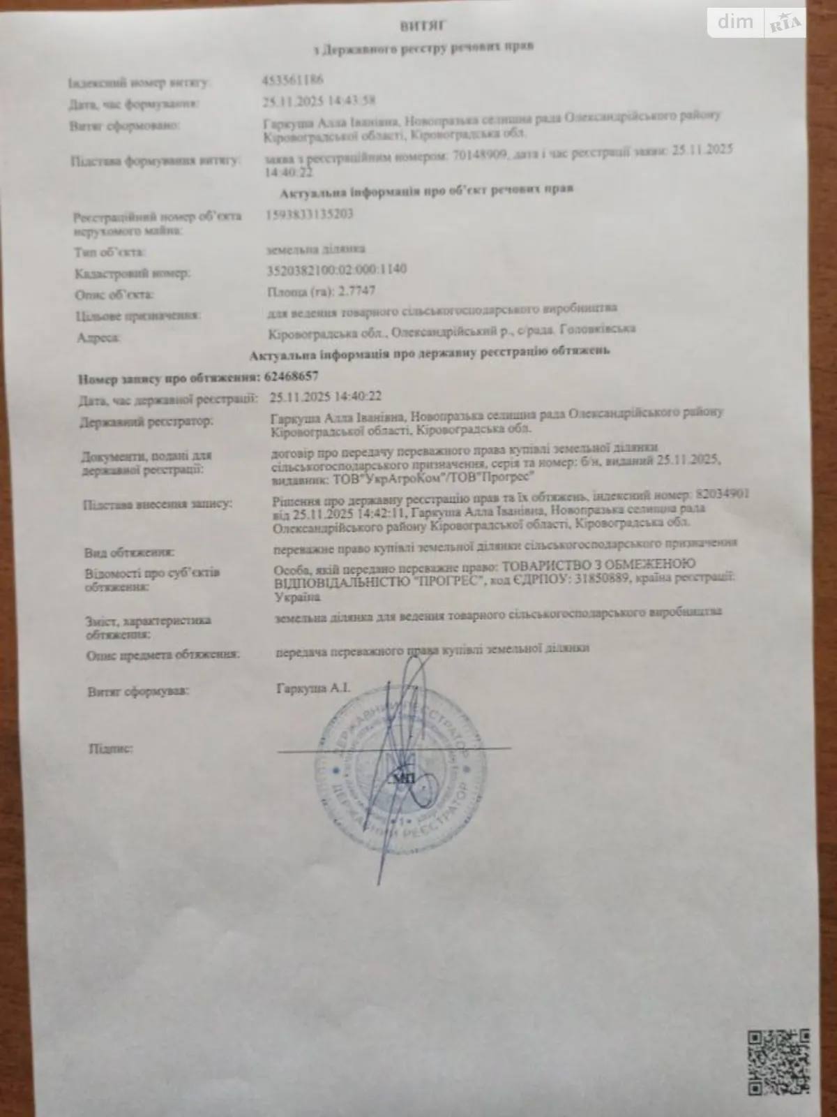 Продается земельный участок 2.7747 соток в Кировоградской области, цена: 110000 грн - фото 1