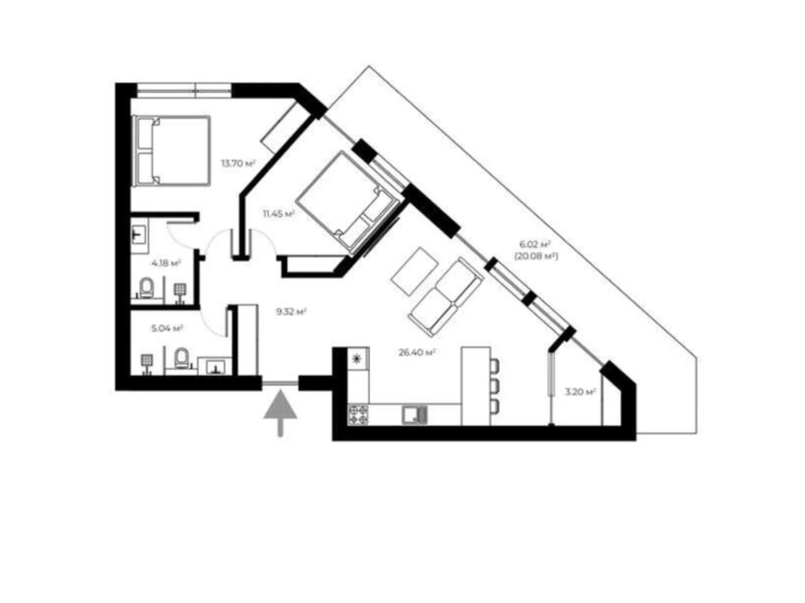Продается 2-комнатная квартира 73.3 кв. м в Ужгороде, ул. Живописная, 8 - фото 1