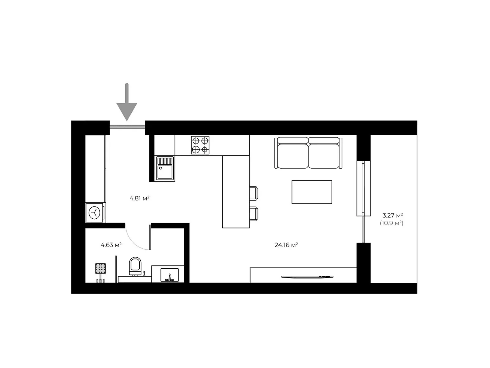 Продается 1-комнатная квартира 36.8 кв. м в Ужгороде, ул. Живописная, 8 - фото 1