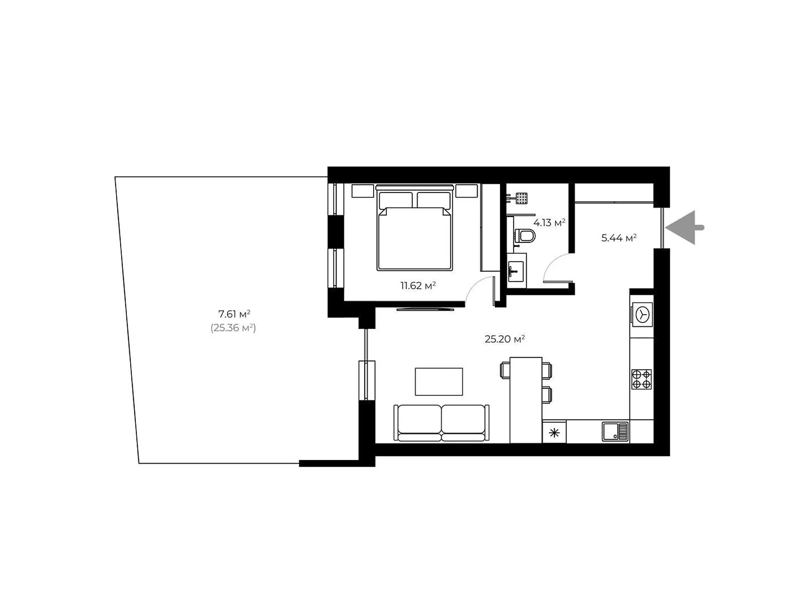 Продается 1-комнатная квартира 54 кв. м в Ужгороде, ул. Живописная, 8 - фото 1