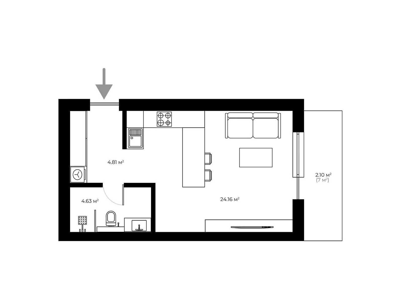 Продается 1-комнатная квартира 35.7 кв. м в Ужгороде, ул. Живописная, 8 - фото 1