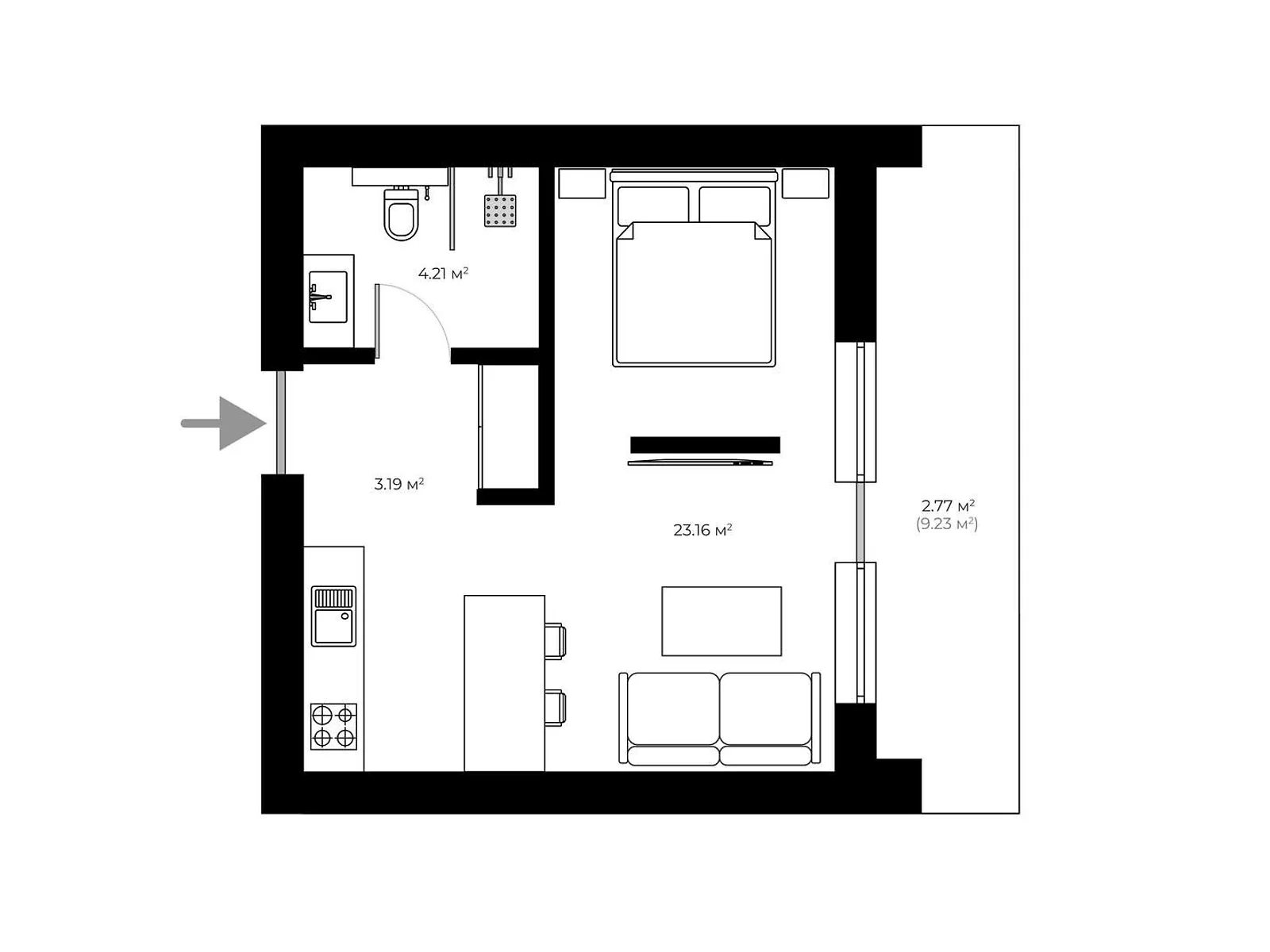 Продается 1-комнатная квартира 33.3 кв. м в Ужгороде, ул. Живописная, 8 - фото 1