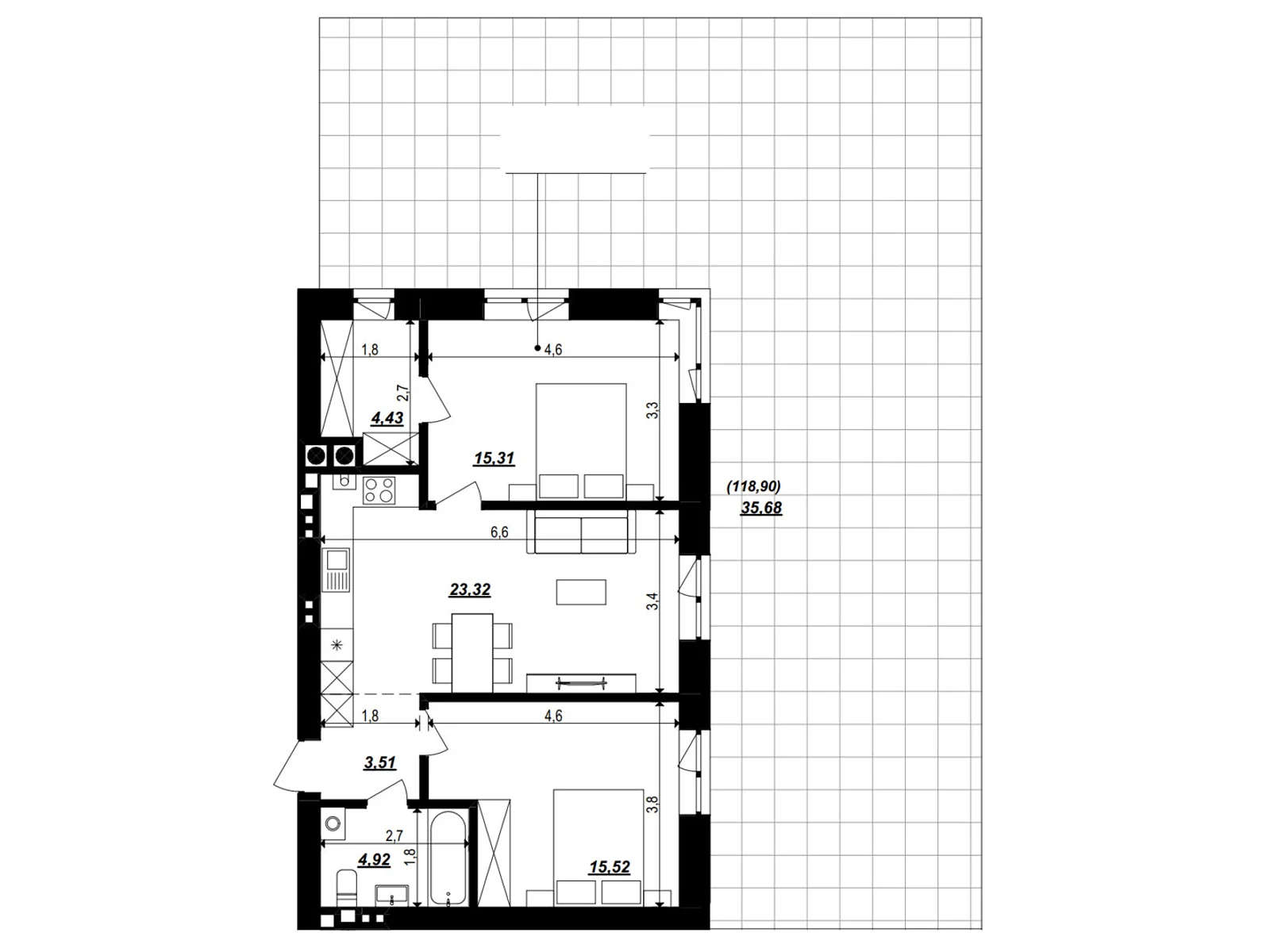 Продается 2-комнатная квартира 102.69 кв. м в Хмельницком, ул. 2-я Отрадная, 1 - фото 1