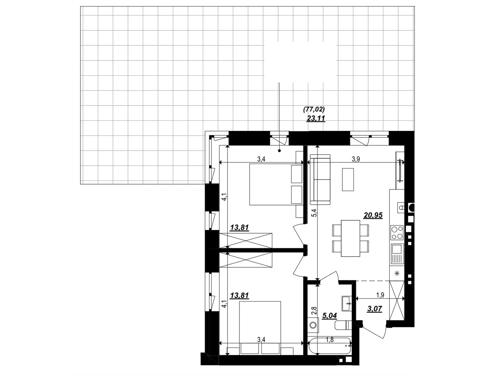 Продается 2-комнатная квартира 73.25 кв. м в Хмельницком, цена: 69588 $ - фото 1