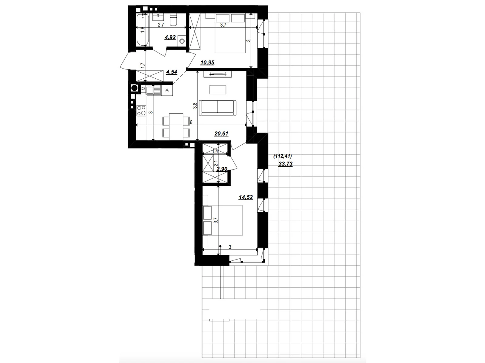 Продается 2-комнатная квартира 92.17 кв. м в Хмельницком, ул. 2-я Отрадная, 1 - фото 1