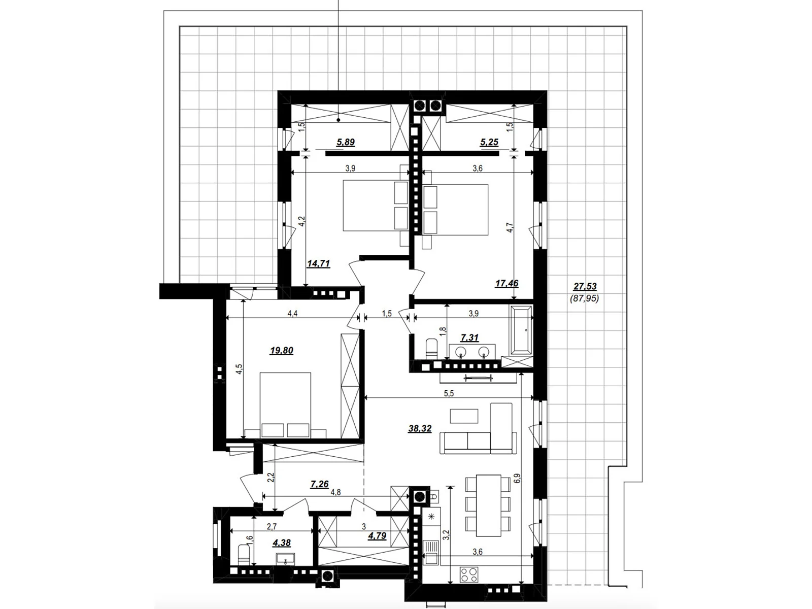 Продается 3-комнатная квартира 152.7 кв. м в Хмельницком, ул. 2-я Отрадная, 1 - фото 1
