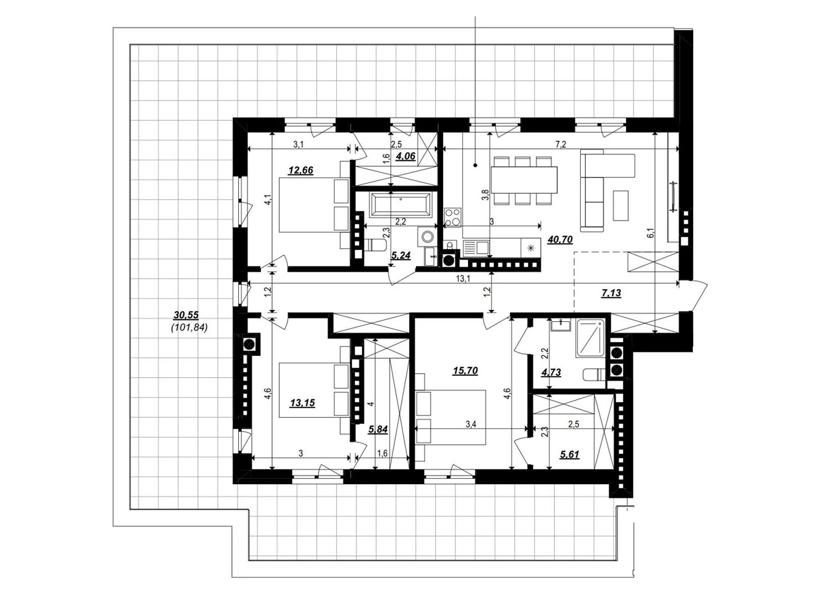 Продается 3-комнатная квартира 145.37 кв. м в Хмельницком, ул. 2-я Отрадная, 1 - фото 1