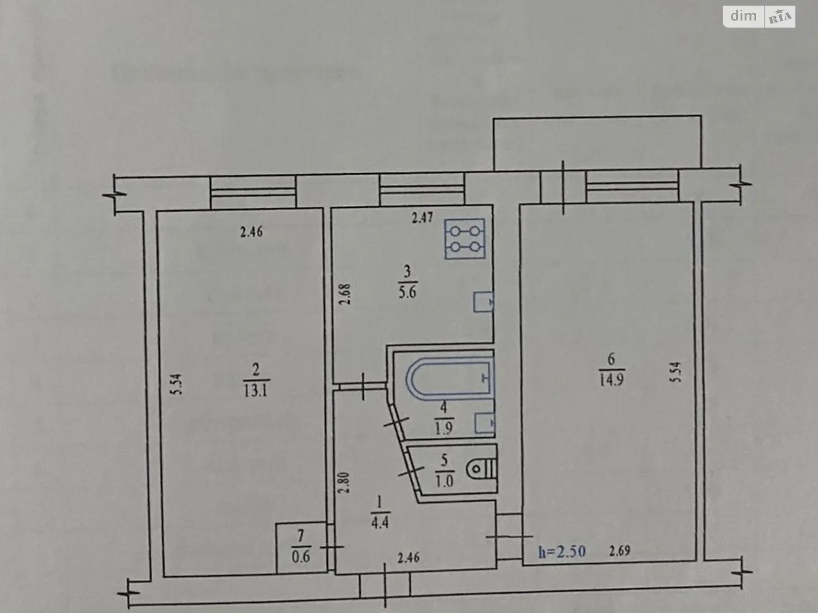 Продается 2-комнатная квартира 42.3 кв. м в Полтаве, ул. 23-в сентябре - фото 1