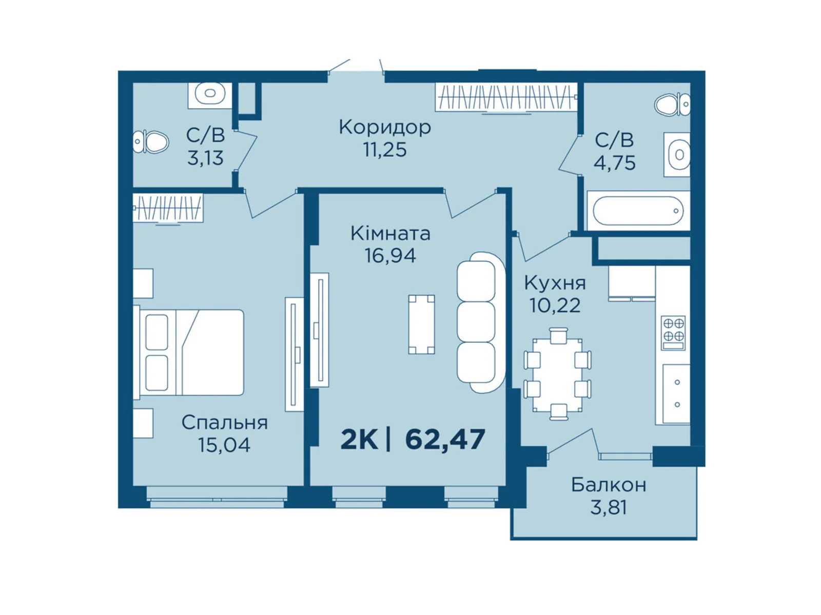 Продається 2-кімнатна квартира 62.47 кв. м у Крихівцях, вул. Фізкультурна, 27 - фото 1