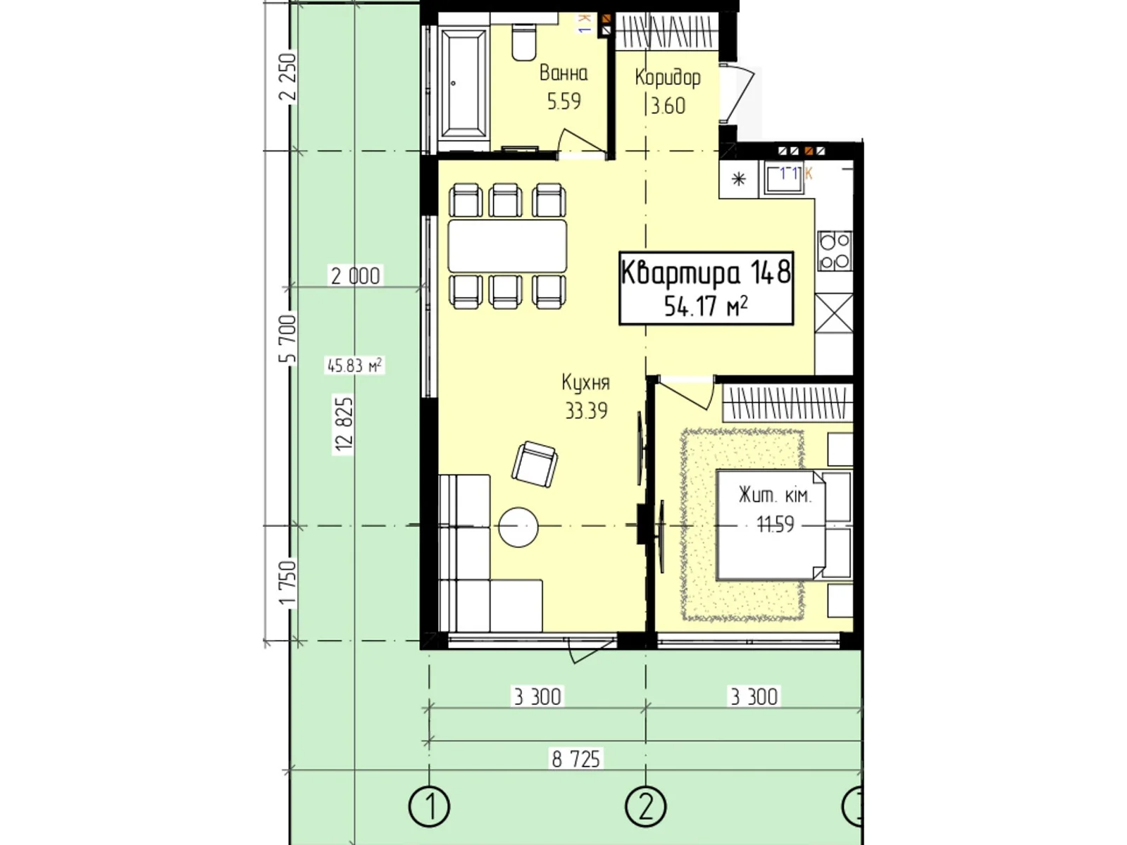 Продается 1-комнатная квартира 54.17 кв. м в Ужгороде, ул. Собранецкая, 129 - фото 1