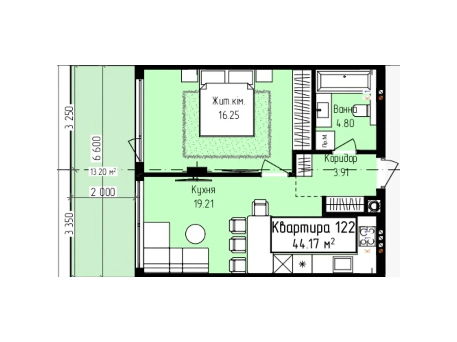 Продается 1-комнатная квартира 44.17 кв. м в Ужгороде, ул. Собранецкая, 129 - фото 1