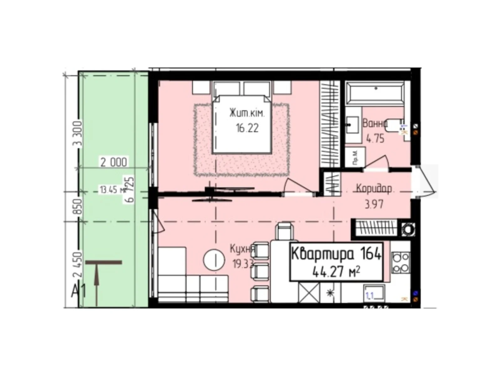 Продается 1-комнатная квартира 44.27 кв. м в Ужгороде, ул. Собранецкая, 129 - фото 1