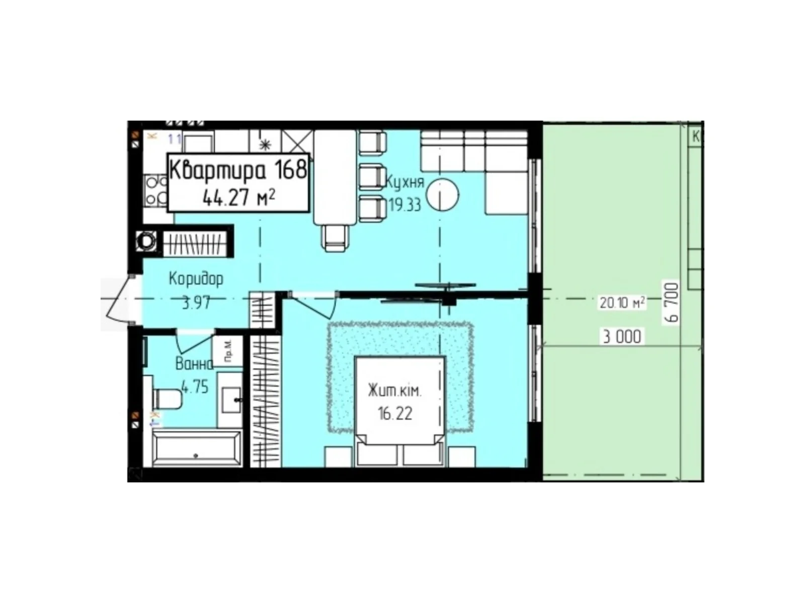 Продается 1-комнатная квартира 44.27 кв. м в Ужгороде, ул. Собранецкая, 129 - фото 1